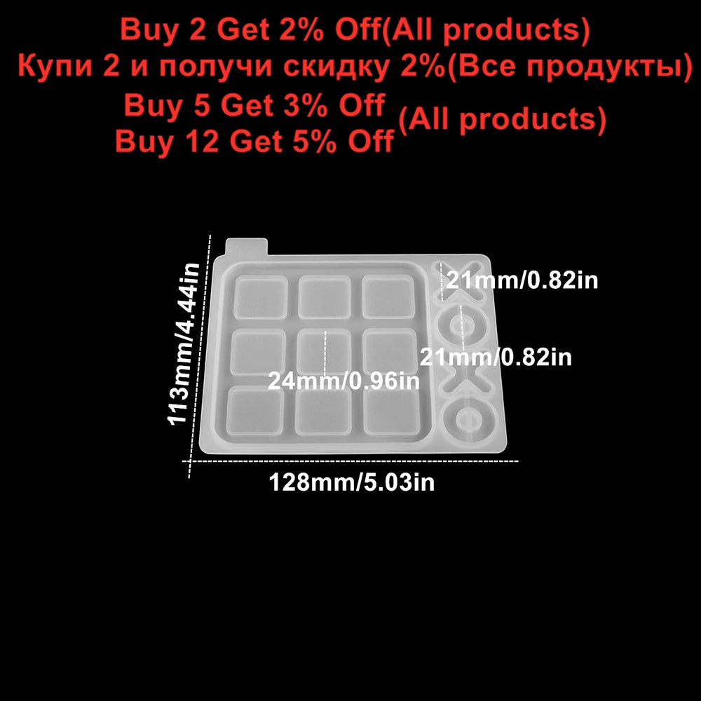 Tic Tac Toe Silicone Mold – OX Chess Game Board & Pieces Mold for DIY Resin, UV Epoxy, Jewelry & Craft Making